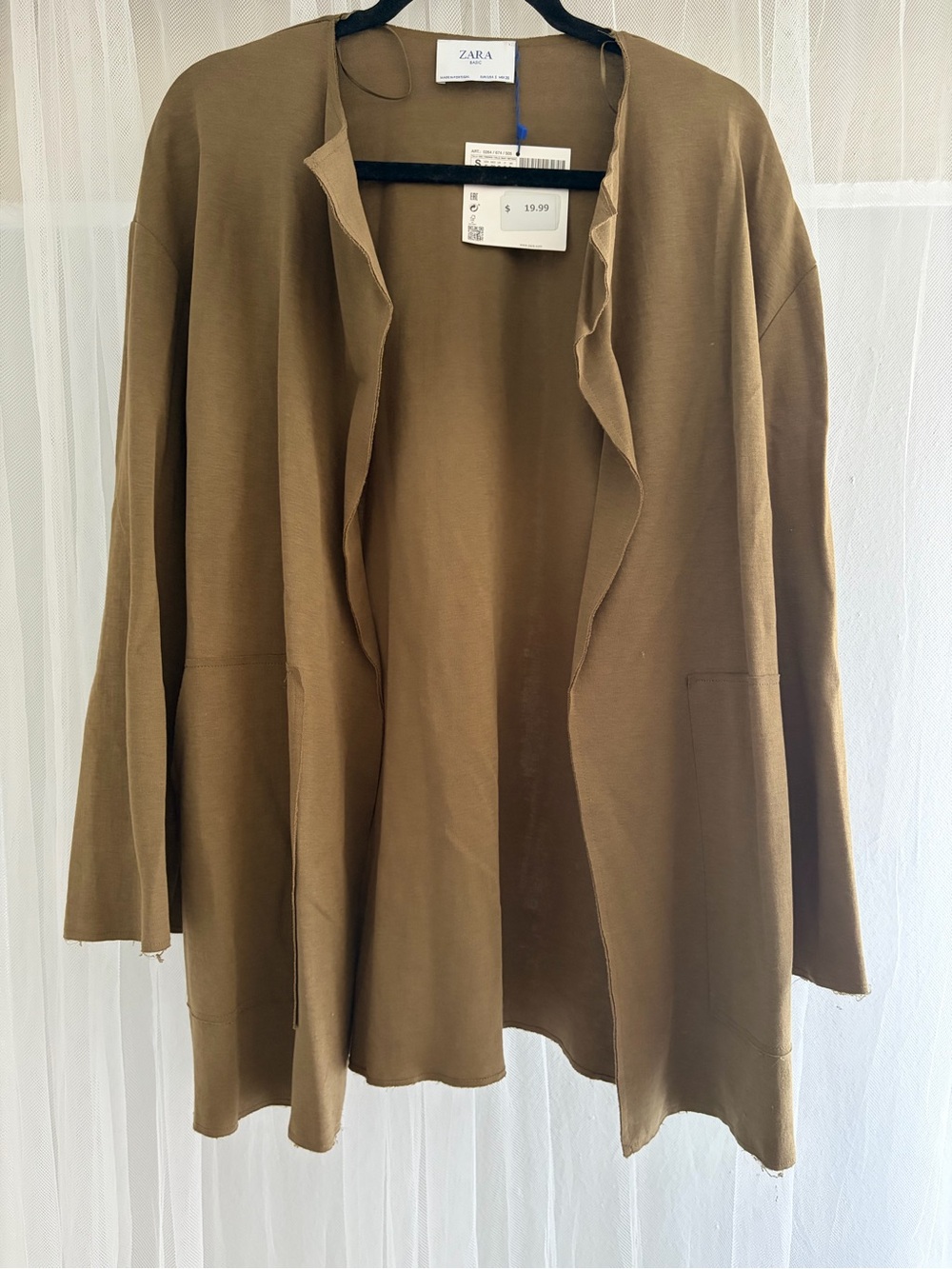 Zara Brown Open-Front Lightweight Coatigan